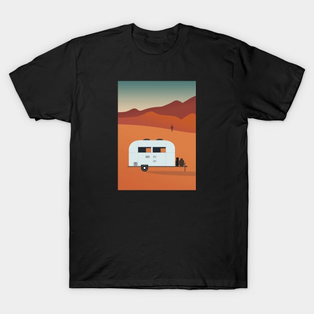 Camper in the Desert at Sunset T-Shirt by lymancreativeco